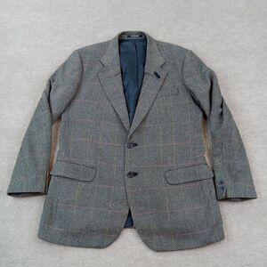 Daks Signature Blazer Mens 40 R Black Gray Cashmere Single Breasted Lined Casual